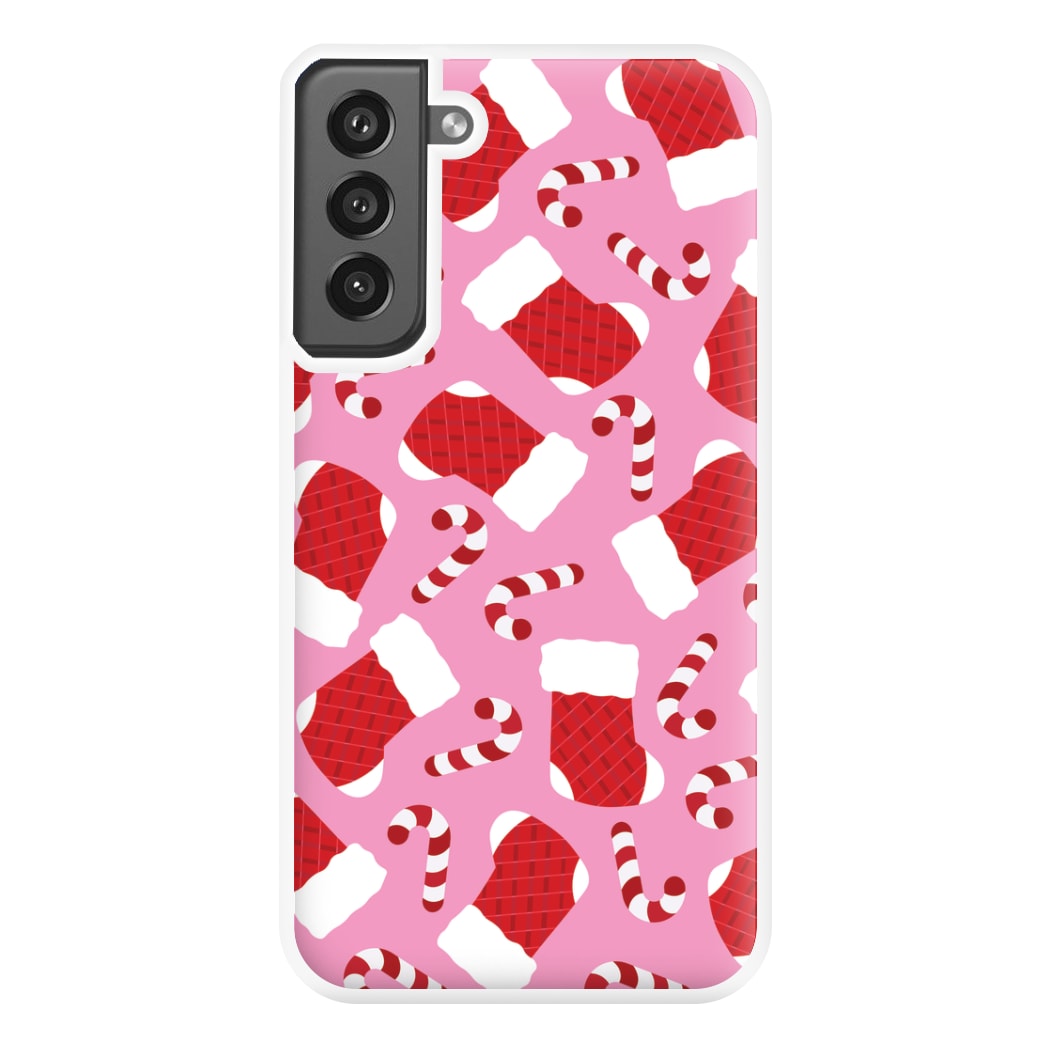 Pink Stocking Pattern Phone Case for Galaxy S21FE