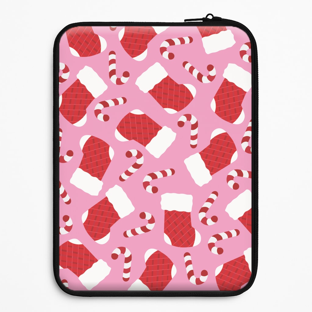 Pink Stocking Pattern Laptop Sleeve