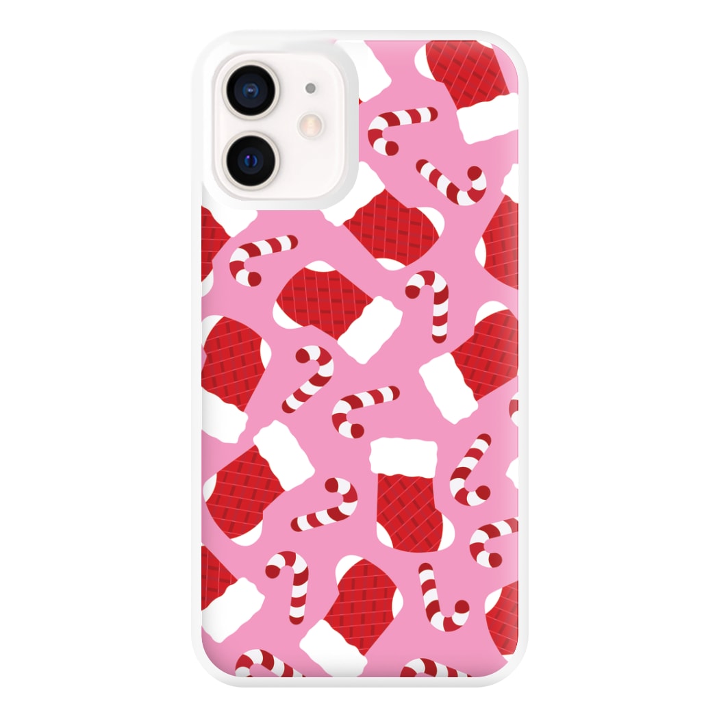 Pink Stocking Pattern Phone Case for iPhone 13 Mini