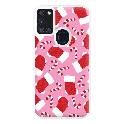 Pink Stocking Pattern Phone Case for Galaxy A21s