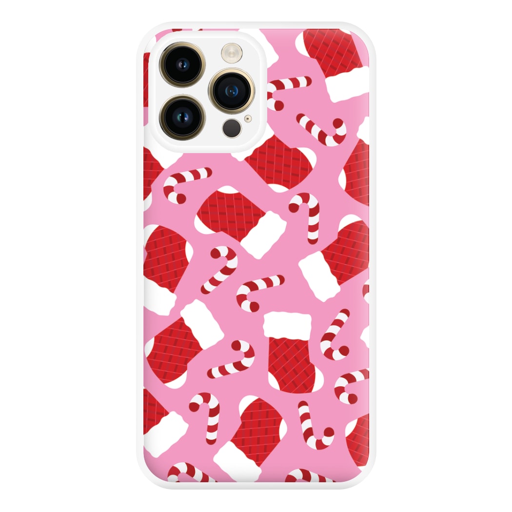 Pink Stocking Pattern Phone Case for iPhone 14 Pro Max