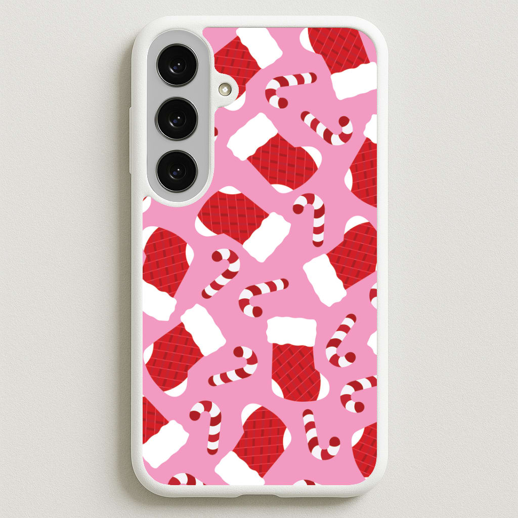 Pink Stocking Pattern Phone Case for Galaxy S25FE