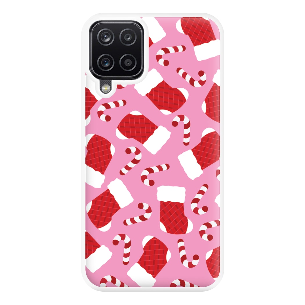 Pink Stocking Pattern Phone Case for Galaxy A12