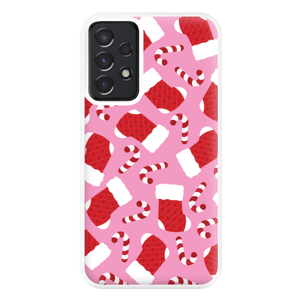 Pink Stocking Pattern Phone Case for Galaxy A52 / A52s