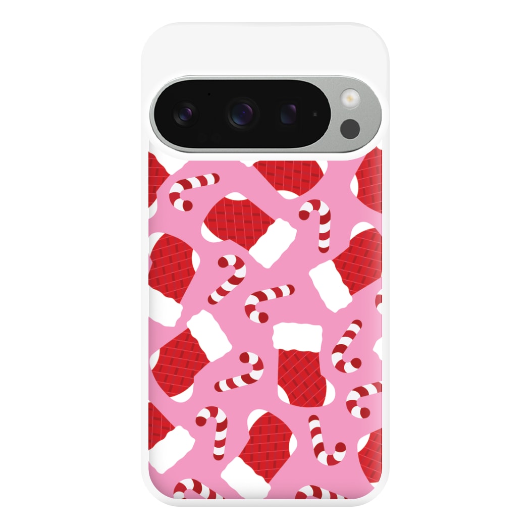 Pink Stocking Pattern Phone Case for Google Pixel 9 Pro XL