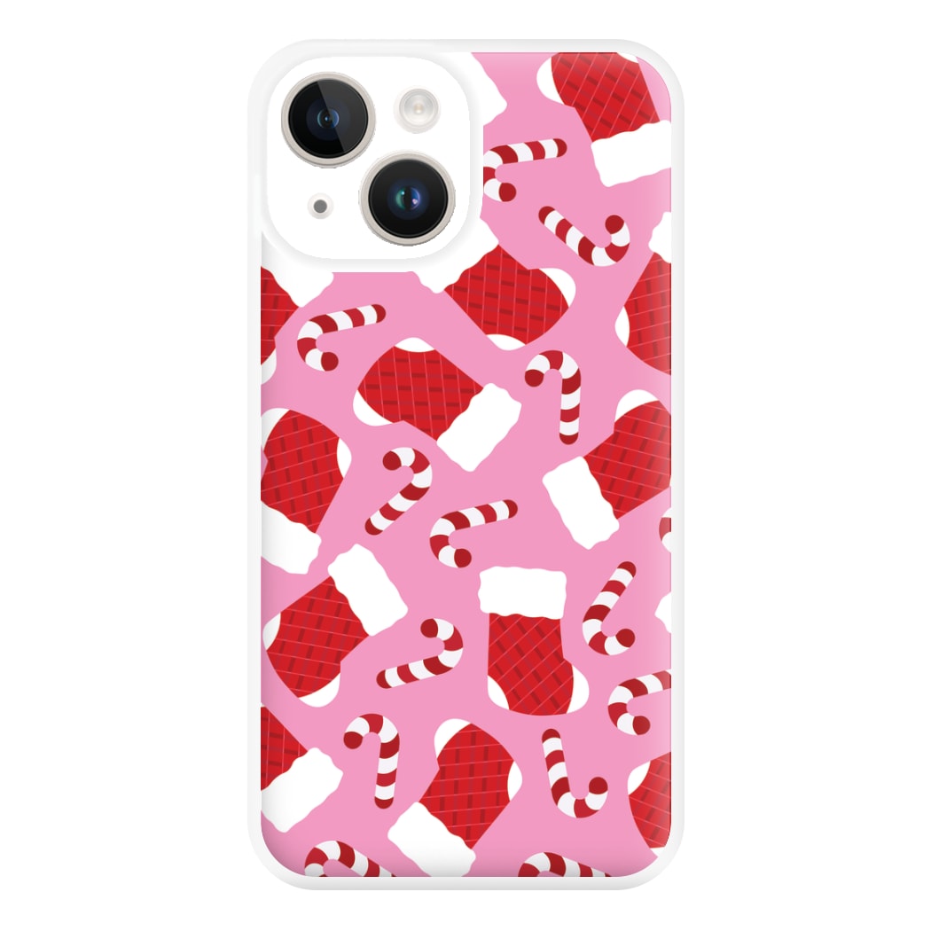 Pink Stocking Pattern Phone Case for iPhone 14