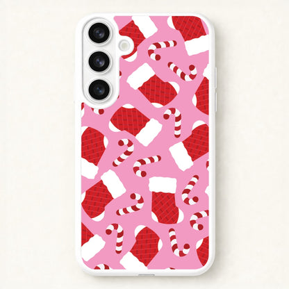 Pink Stocking Pattern Phone Case for Galaxy S26 Plus