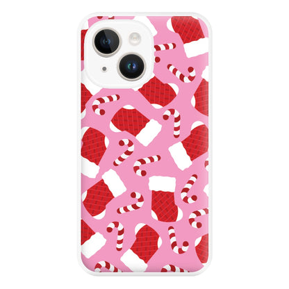 Pink Stocking Pattern Phone Case for iPhone 14 Plus