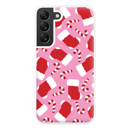 Pink Stocking Pattern Phone Case for Galaxy S22 Plus