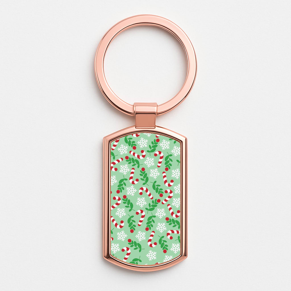 Snow Green Pattern Rose Gold Keyring