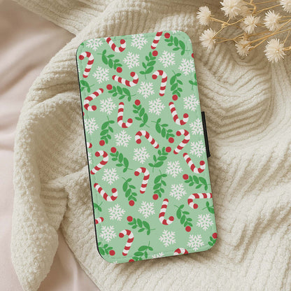 Snow Green Pattern Wallet Phone Case