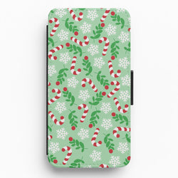 Snow Green Pattern Flip / Wallet Phone Case