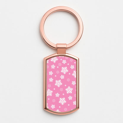 Snow Pink Pattern Rose Gold Keyring