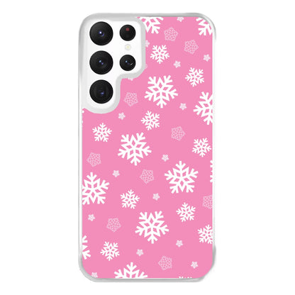 Snow Pink Pattern Phone Case for Galaxy S22 Ultra