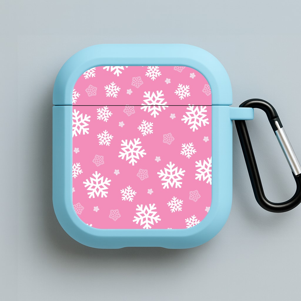 Snow Pink Pattern Blue AirPods Case