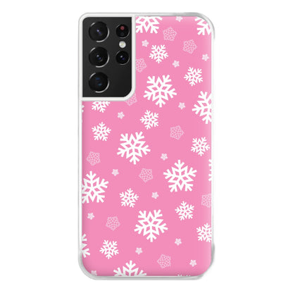 Snow Pink Pattern Phone Case for Galaxy S21 Ultra