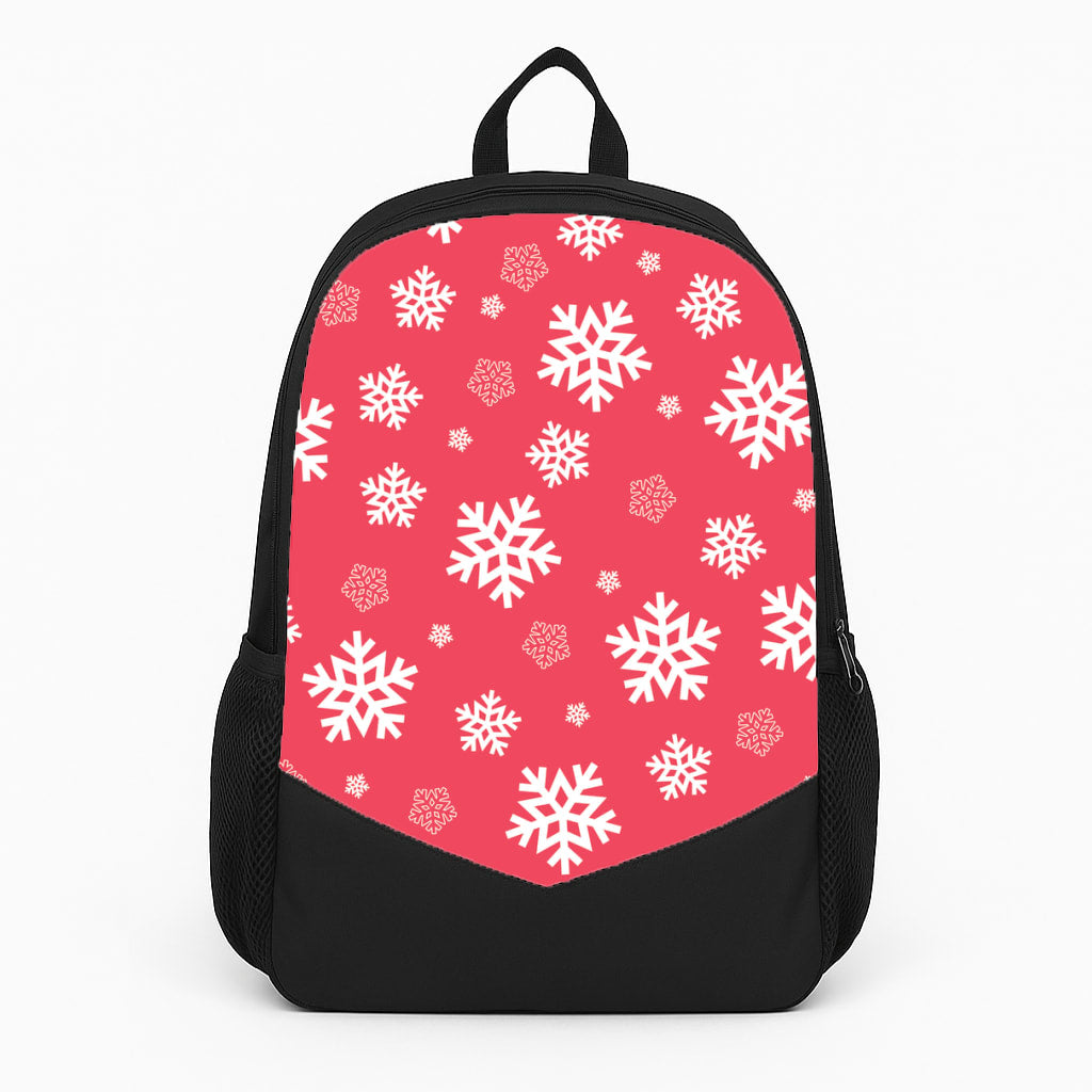 Red Snow Pattern Large Backpack