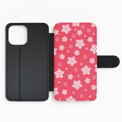 Red Snow Pattern Flip Phone Case