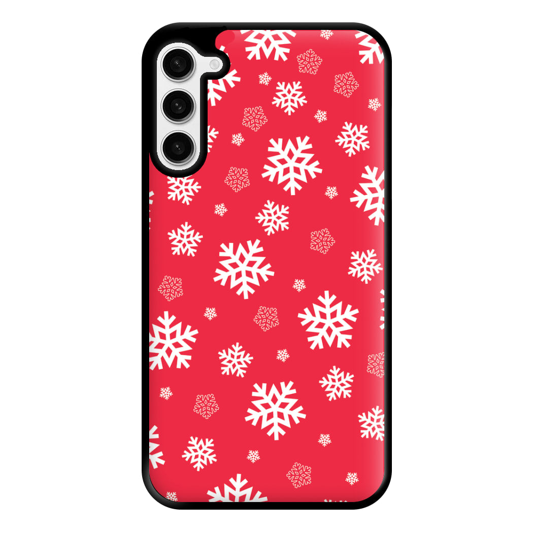 Red Snow Pattern Phone Case for Galaxy S23 Plus