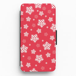 Red Snow Pattern Flip / Wallet Phone Case