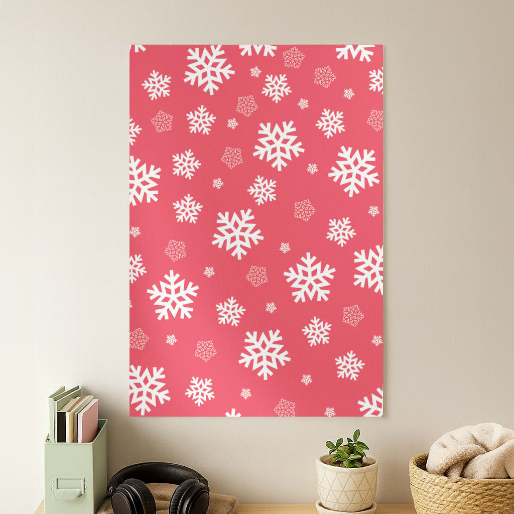 Red Snow Pattern Poster