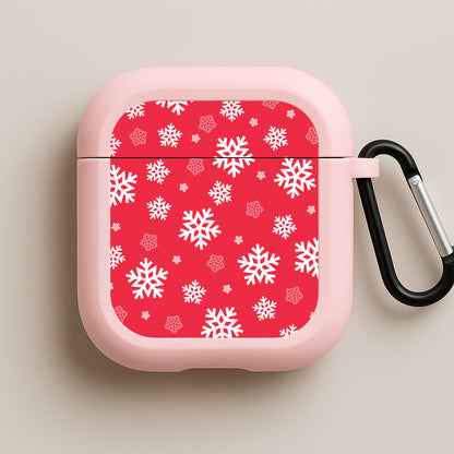 Red Snow Pattern Pink AirPods Case