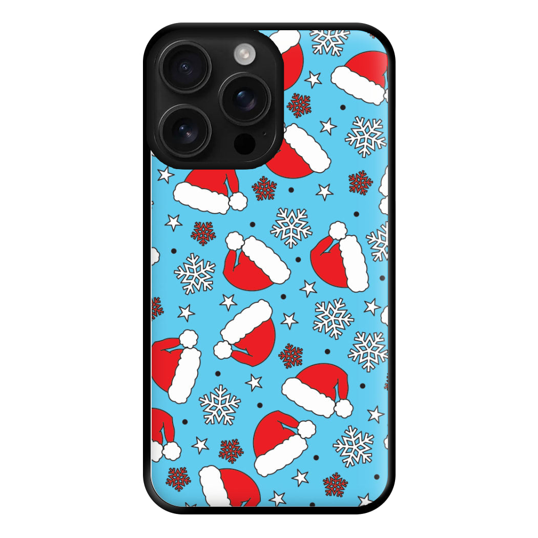 Blue Snow Pattern Phone Case for iPhone 16 Pro Max