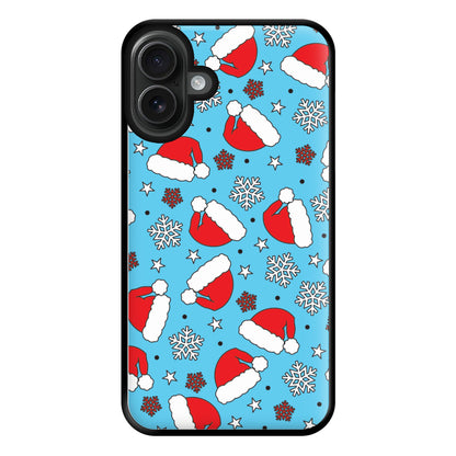 Blue Snow Pattern Phone Case for iPhone 16 Plus