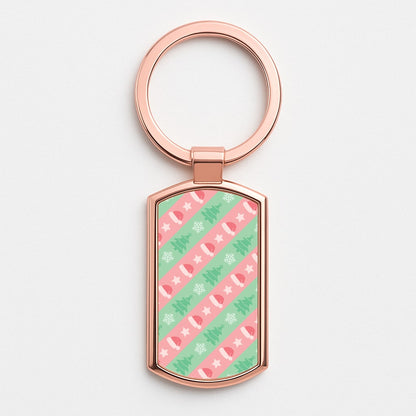 Hats And Trees Pattern Rose Gold Keyring