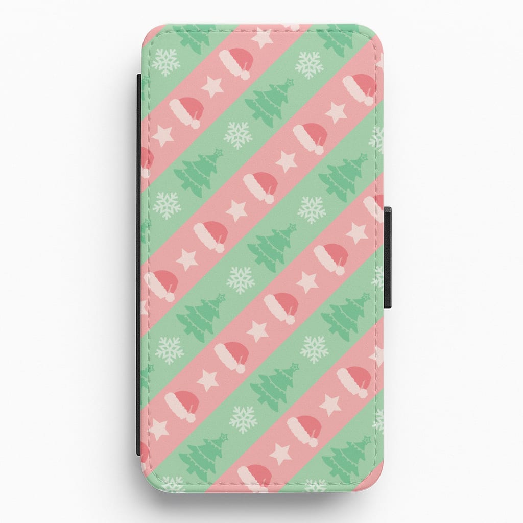 Hats And Trees Pattern Flip / Wallet Phone Case