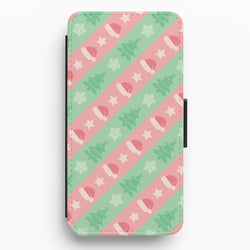 Hats And Trees Pattern Flip / Wallet Phone Case