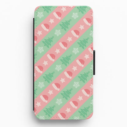 Hats And Trees Pattern Flip / Wallet Phone Case