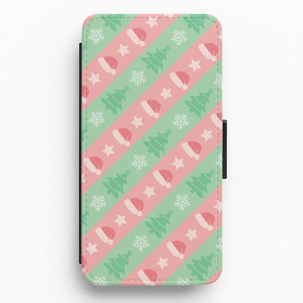 Hats And Trees Pattern Flip / Wallet Phone Case