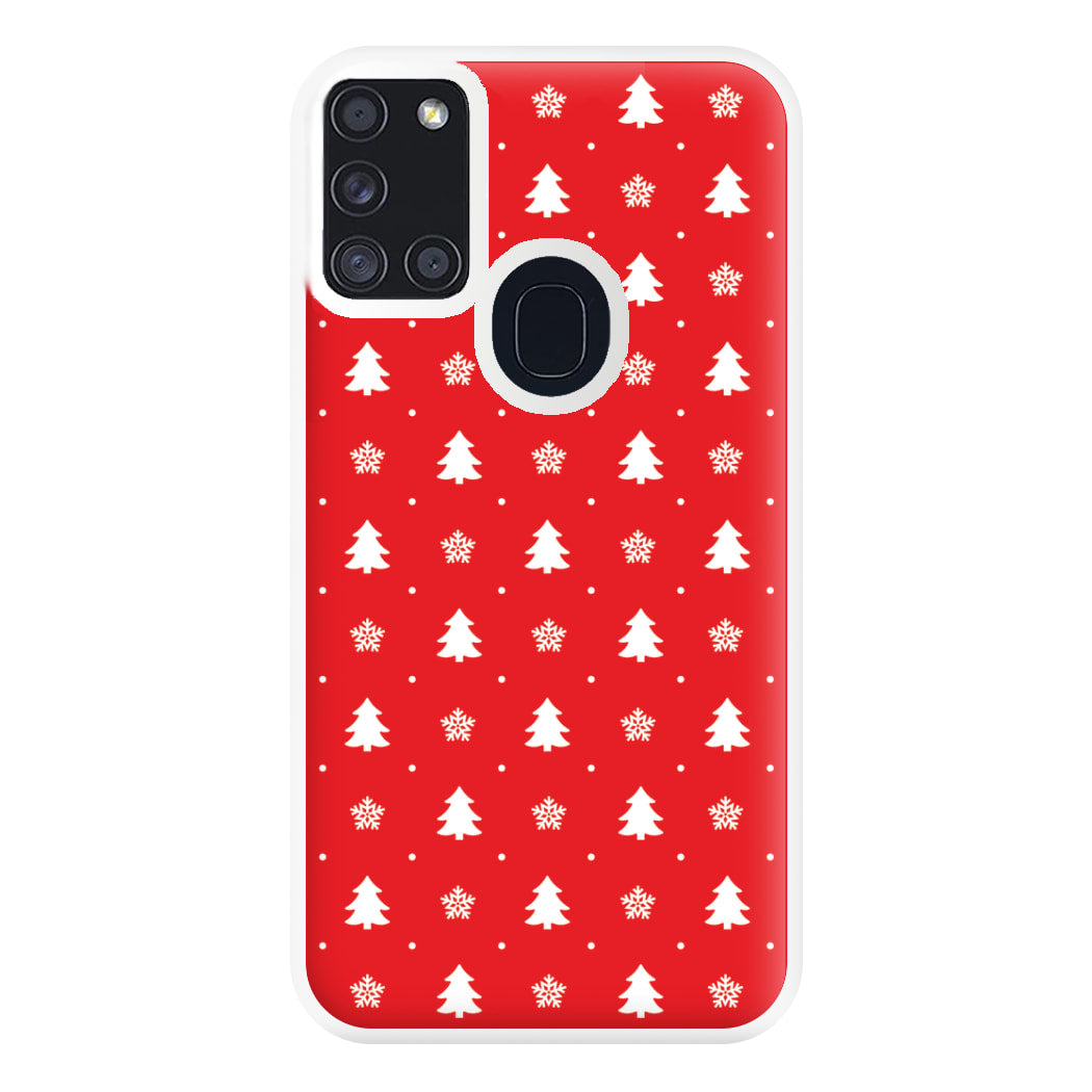 Red Tree Pattern Phone Case for Galaxy A21s