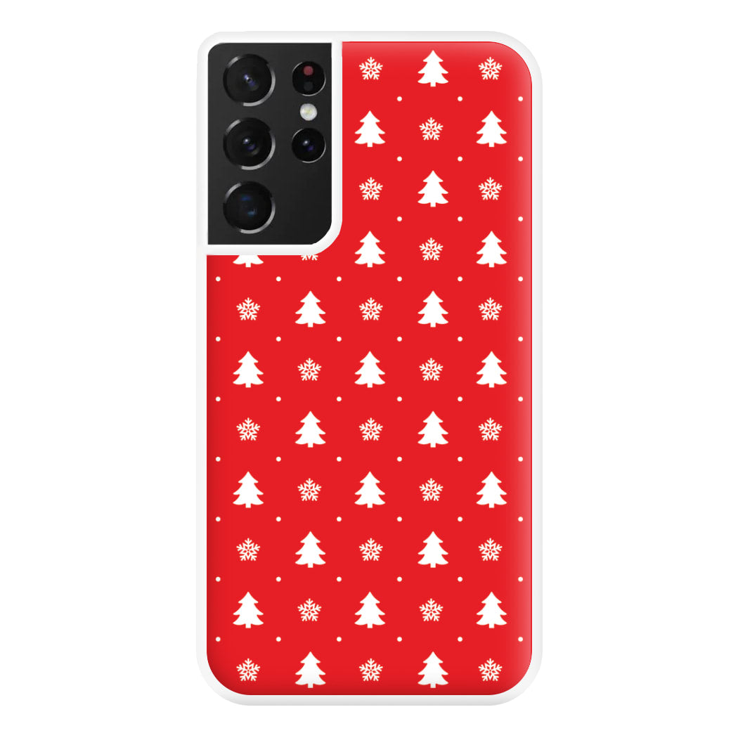 Red Tree Pattern Phone Case for Galaxy S21 Ultra