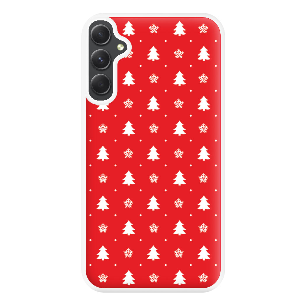 Red Tree Pattern Phone Case for Galaxy A34