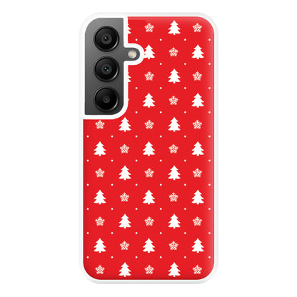 Red Tree Pattern Phone Case for Galaxy A55