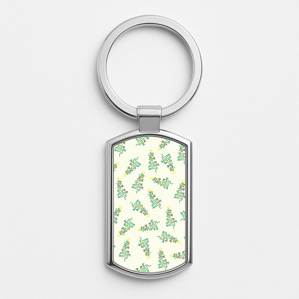 Wiry Tree Pattern Silver Keyring
