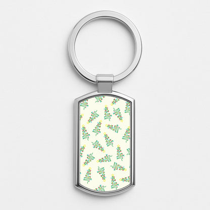 Wiry Tree Pattern Silver Keyring