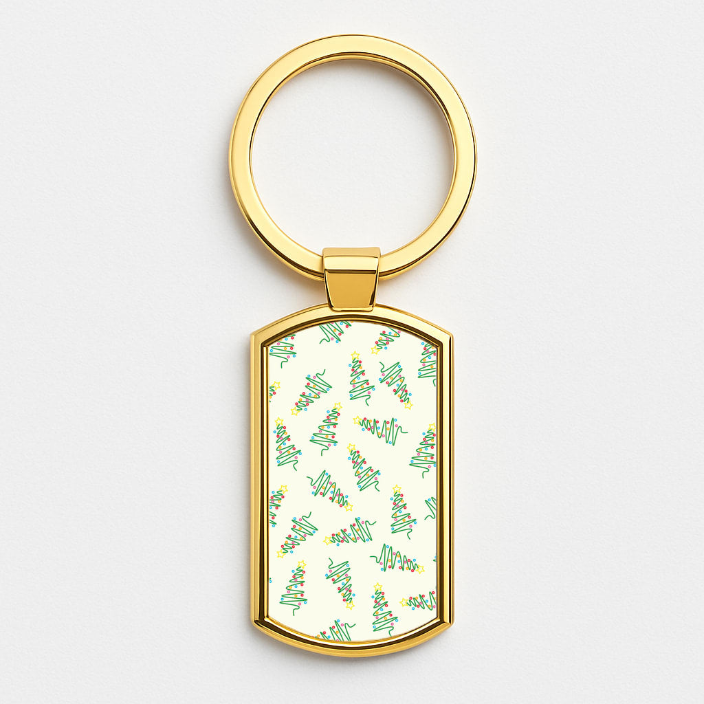 Wiry Tree Pattern Gold Keyring