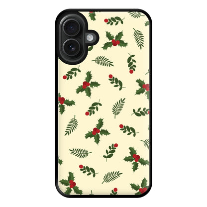 Holly Green Pattern Phone Case for iPhone 16 Plus