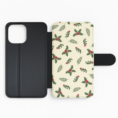 Holly Green Pattern Flip Phone Case