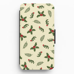 Holly Green Pattern Flip / Wallet Phone Case