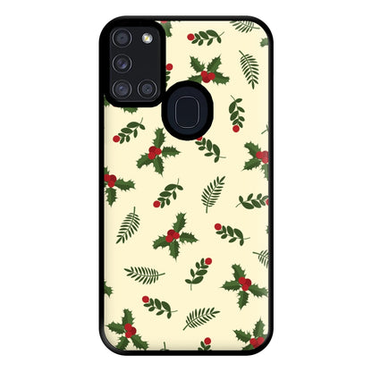 Holly Green Pattern Phone Case for Galaxy A21s