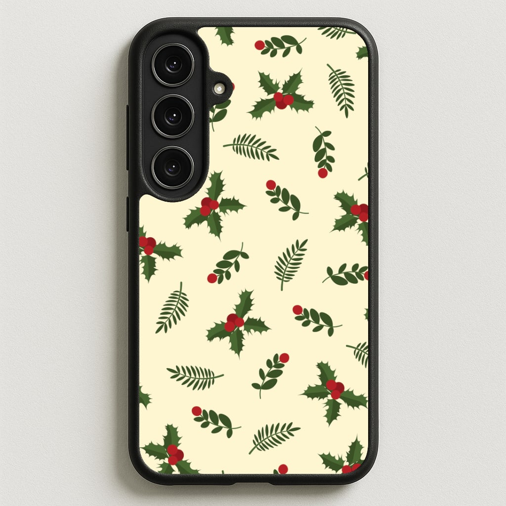 Holly Green Pattern Phone Case for Galaxy S25FE