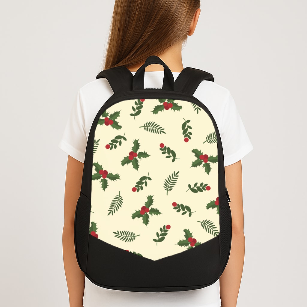 Holly Green Pattern Large School Bag