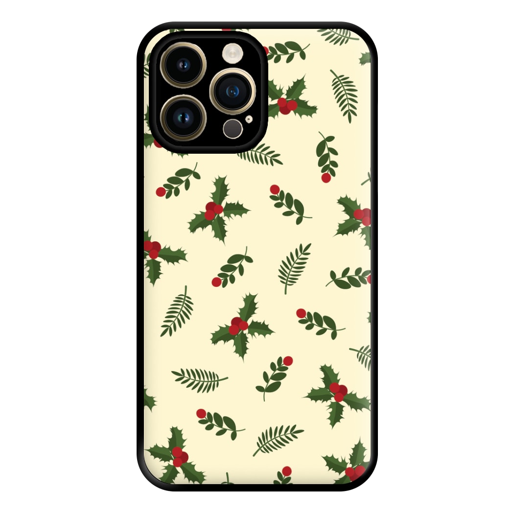 Holly Green Pattern Phone Case for iPhone 14 Pro Max