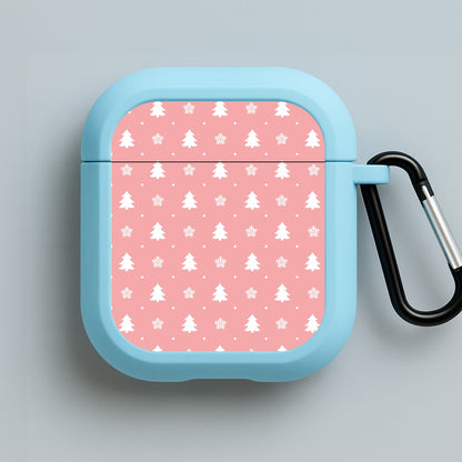 Pink Tree Pattern Blue AirPods Case