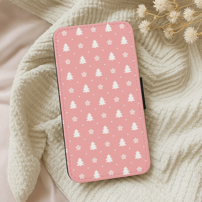 Pink Tree Pattern Wallet Phone Case