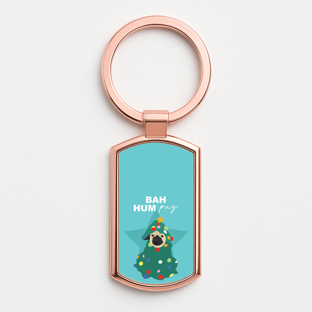 Bah Hum Pug Rose Gold Keyring